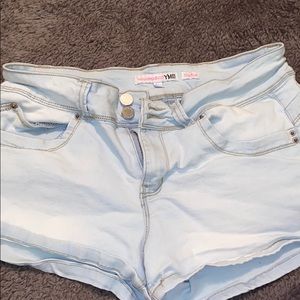 Light wash jean shorts